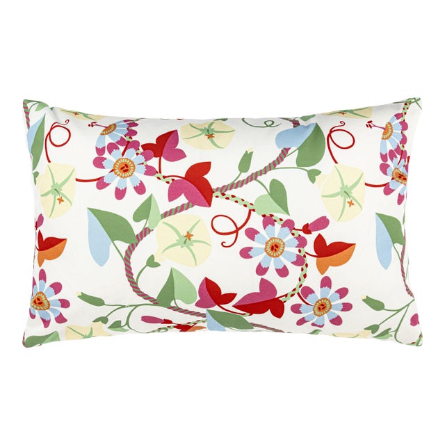 The House Of Scalamandré Morning Glory Lumbar Pillow In Primary For Sale