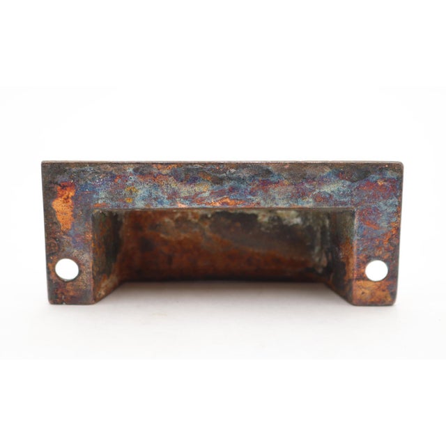 Pair of Antique Victorian 3.25 In. Brass Plated Cast Iron Bin Pulls For Sale - Image 6 of 6