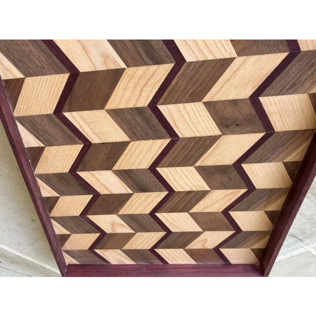 Late 20th-Century Handcrafted Exotic Wood Rectangular Handled Tray in the Manner of Don Shoemaker For Sale - Image 12 of 18