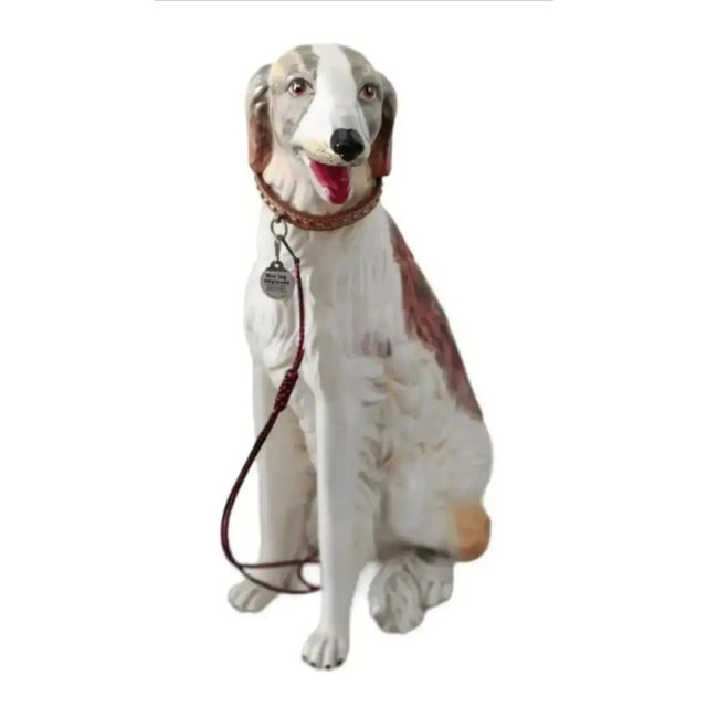 This is an extremely rare vintage sculpture of a magnificent BORZOI Russian Wolfhound. This extraordinary sculpture is...