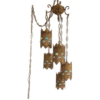 1970s Swag Lamp with Five Light Shades For Sale