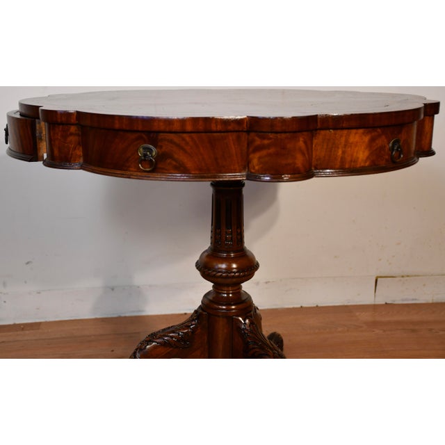 1930s Weiman English Regency Mahogany & Leather Top Center Table For Sale - Image 13 of 17