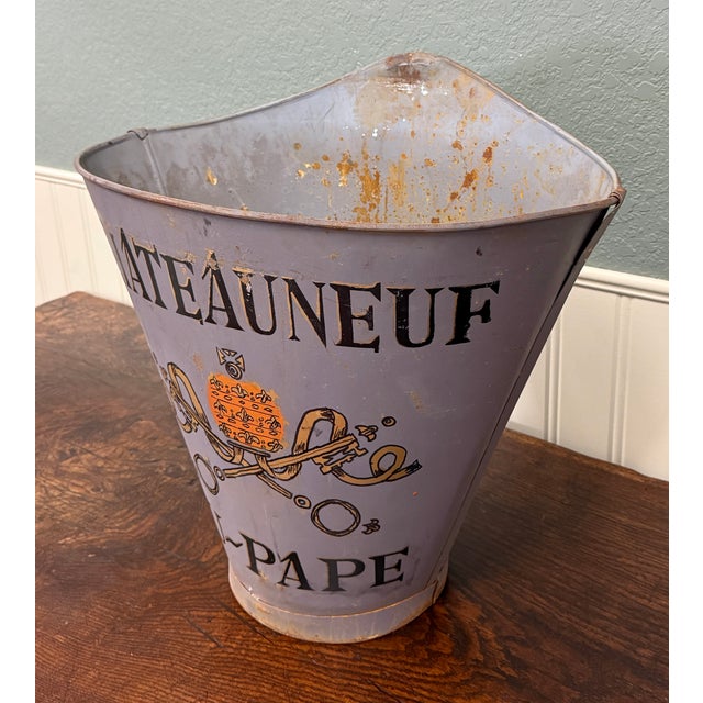 Antique French Zinc Grape Hod Wine Cellar Harvest Bucket Basket Planter C. 1900 For Sale In Dallas - Image 6 of 18