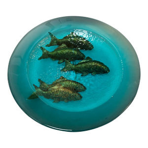 George Bucquet Mad River Cast Glass Bowl + Gold Fish