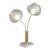 1990s Bloom 2-Light Table Lamp - Weathered Brass, White Marble Base, White Satin Shade For Sale