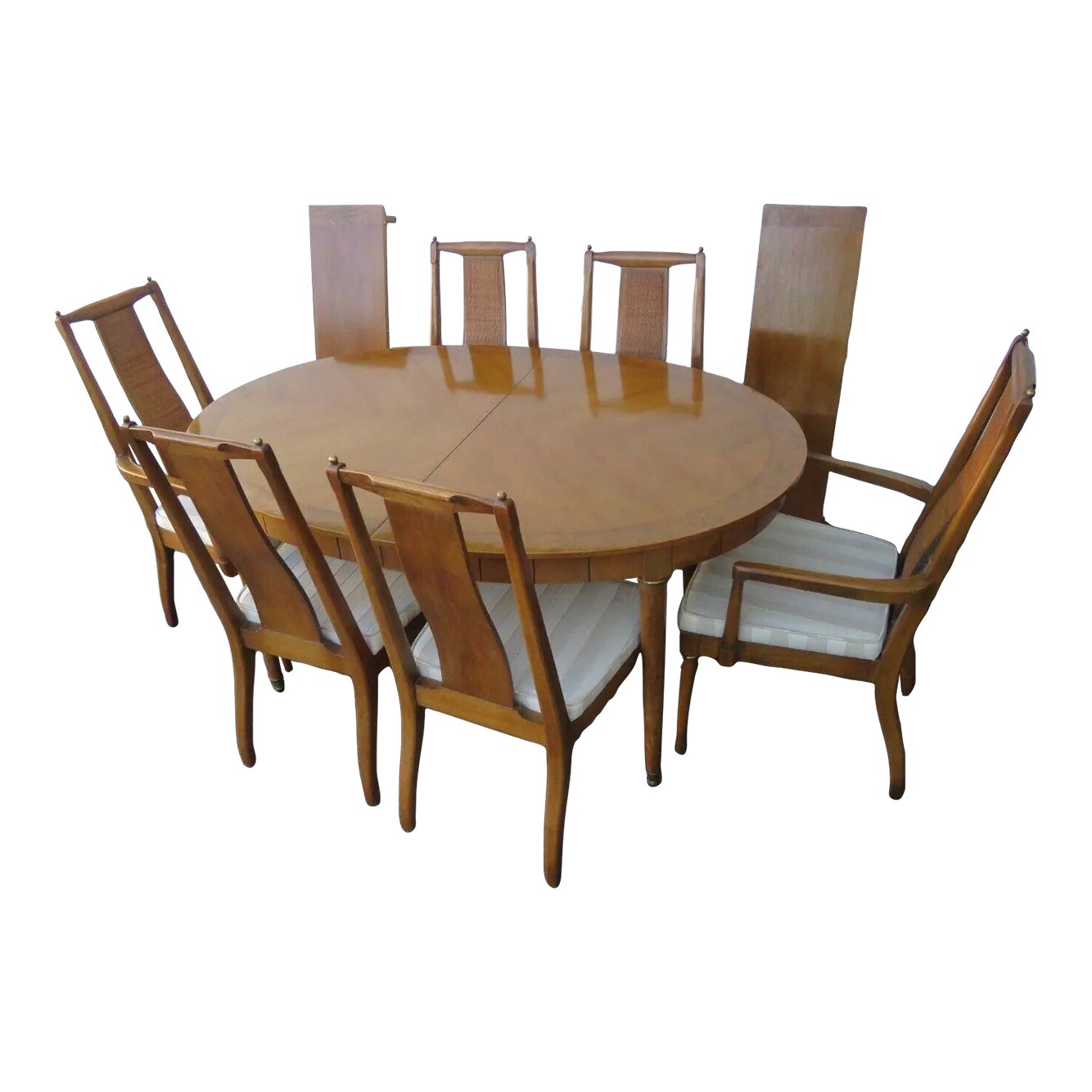 Mid Century Modern Set of Dining Table Six Chairs and Two Leaves Chairish