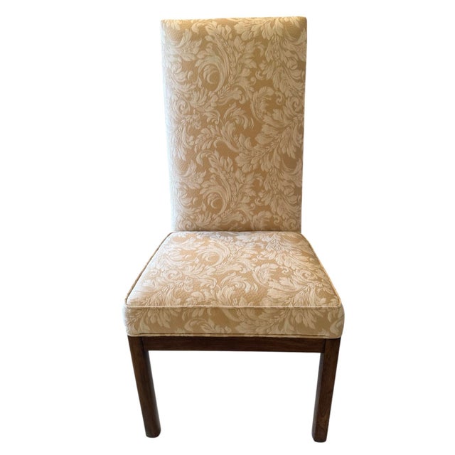 1980s Set of Six Person Style Upholstered Neutral Parsons Dining Chairs For Sale - Image 4 of 5