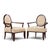 Barbara Barry for Baker Furniture Mahogany Oval X Back Lounge Chairs - Pair Each chair measures: 30.75 wide x 25.75 deep x...