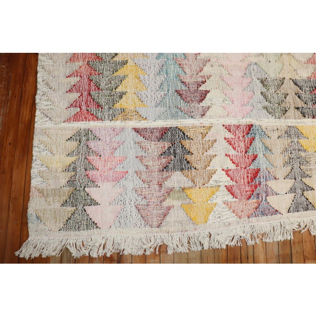 Vintage Inspired Zabihi Collection Oversize Geometric Turkish Kilim For Sale - Image 10 of 11
