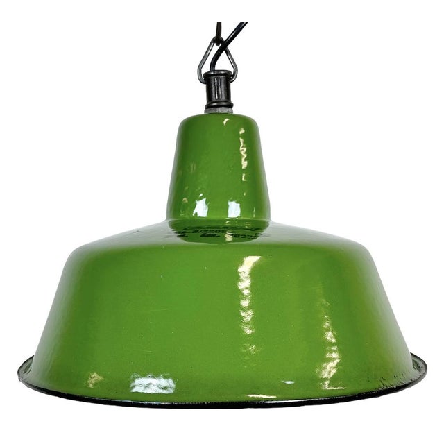 Industrial Green Enamel Factory Lamp from Zaos, 1960s For Sale - Image 15 of 15