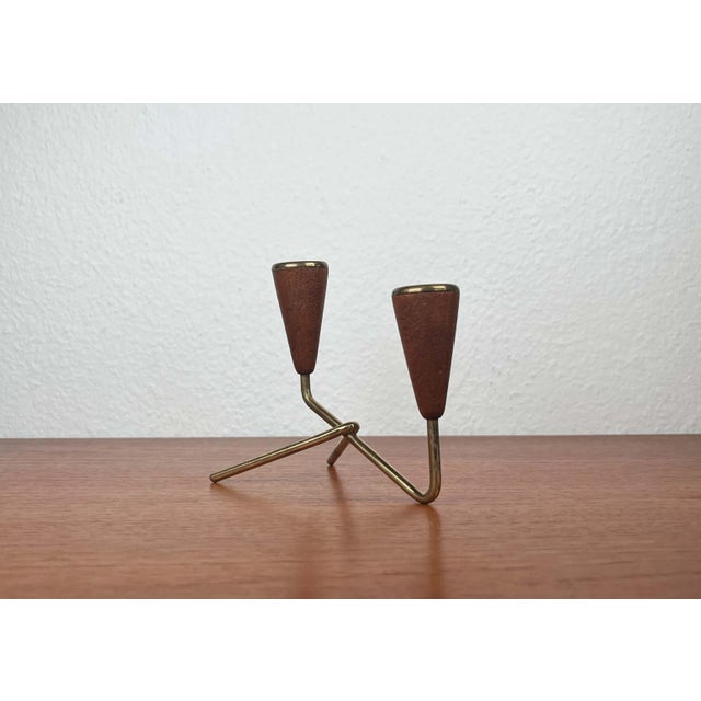 Mid-Century Modern Mid-Century Modern Danish Teak and Brass Candleholder, 1960s For Sale - Image 3 of 18