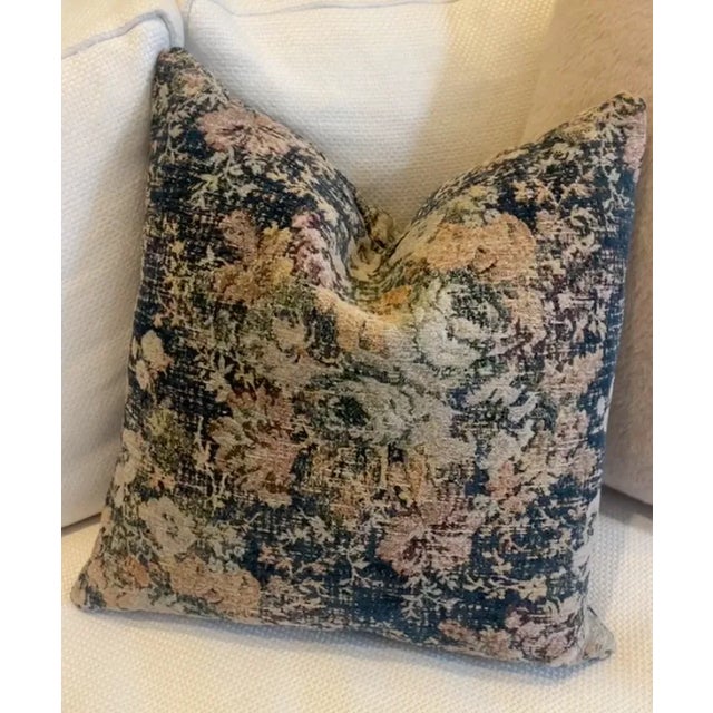 Distressed Floral Bohemian Tapestry Throw Pillow For Sale - Image 4 of 5