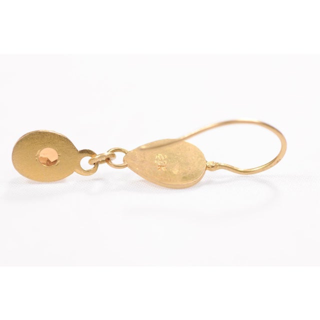 Pair of 22k Gold Garnet Earrings, A Pair For Sale - Image 9 of 12