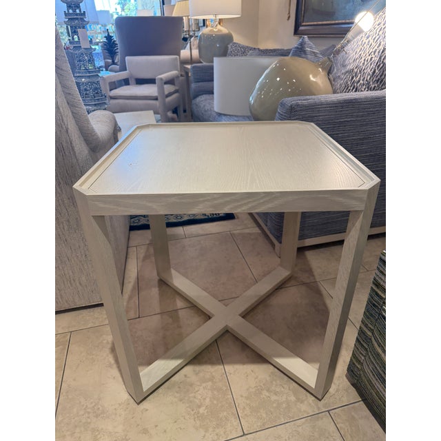Highland House Highland House Ricky Side Table in Alabaster Cerused Finish For Sale - Image 4 of 8
