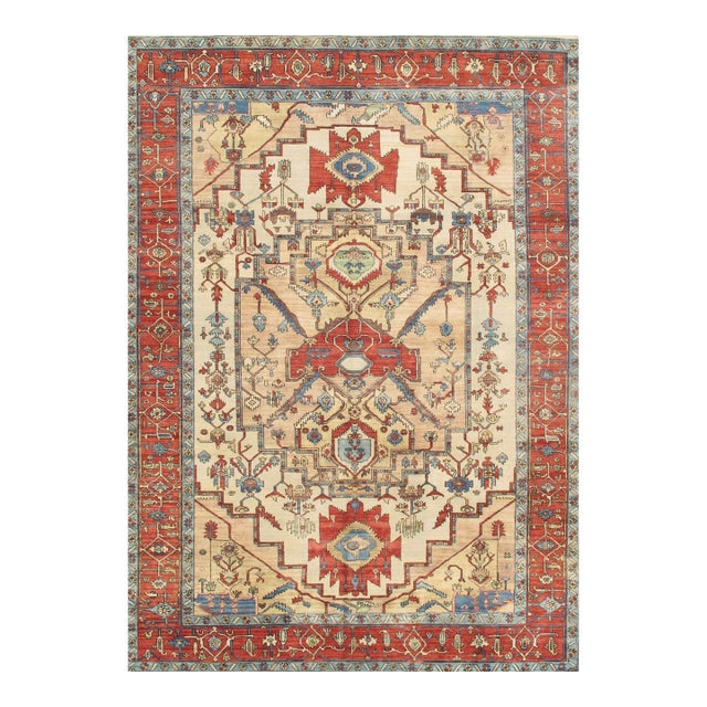 Pasargad Home Serapi Ivory Wool Area Rug, 8' 8'' X 12' 2'' For Sale