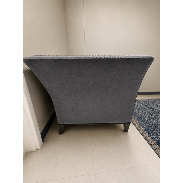 Gray Ethan Allen Blue/Gray Tufted Shelton Sofa With Nailhead Trim For Sale - Image 8 of 12