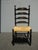 1970s Chair Vintage L. Hitchcock French Country Black Ladder Back Rush Chair Stenciled For Sale - Image 5 of 17