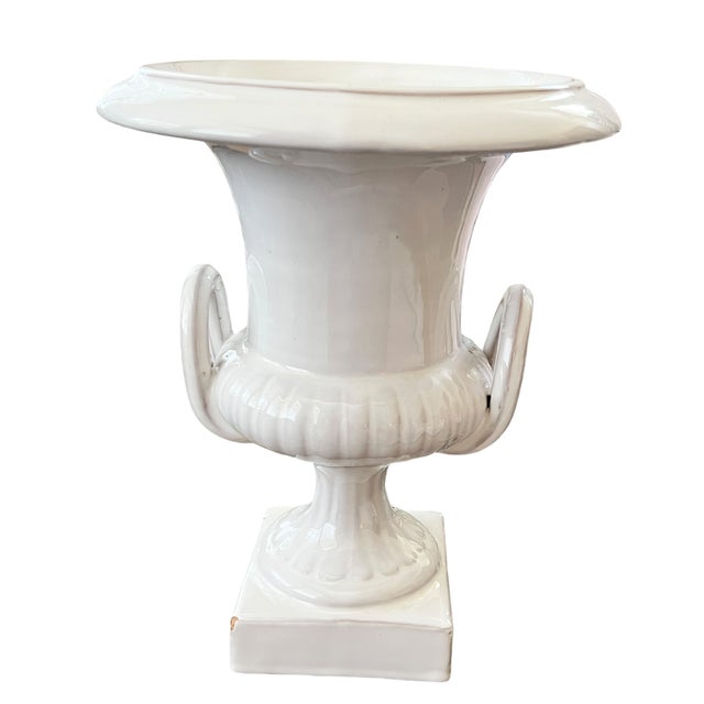 Bitossi Mid-20th Century Italian Neoclassical White Glazed Ceramic Urn, 10.5" For Sale - Image 4 of 11
