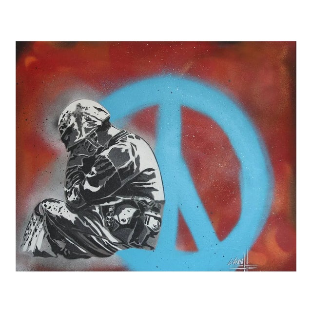 Kiki, Why - Blue Version, 2018, Aerosol Spray Stencils on Canvas For Sale