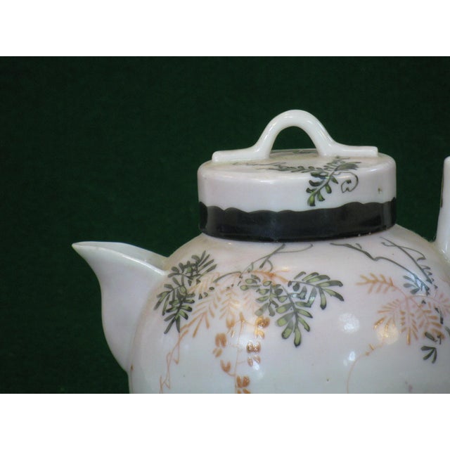 Mid 19th Century Mid 19th Century Satsuma Teapot Hand-Painted Vines & Blossoms Square Handle Japanese Meiji Period Signed For Sale - Image 5 of 18