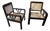 1930s Pair of Deco Period British Colonial Hand Caned Teak Club Chairs For Sale
