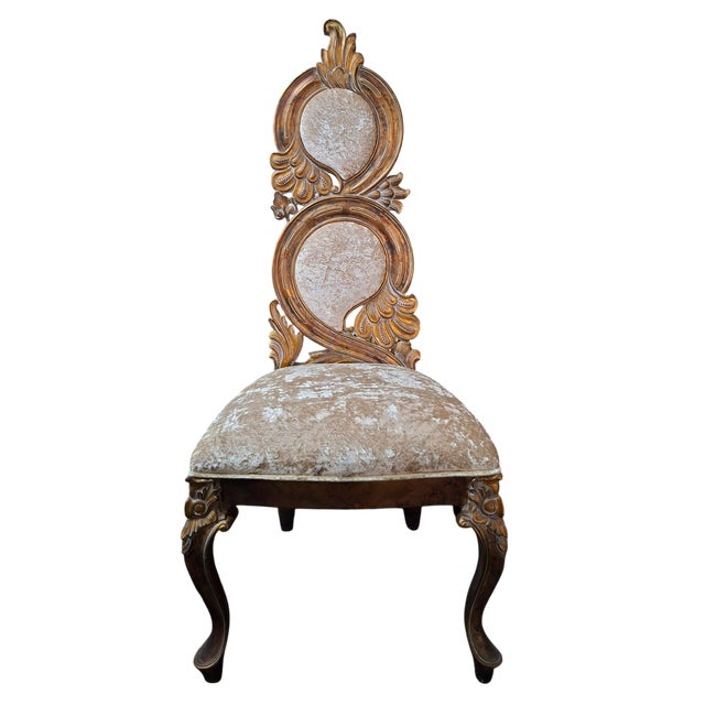 1930s Baroque Gilt and Velvet Armchair, 1930s For Sale - Image 5 of 5