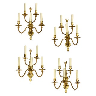 Set of Four Caldwell and Company Gilt Bronze Wall Sconces For Sale