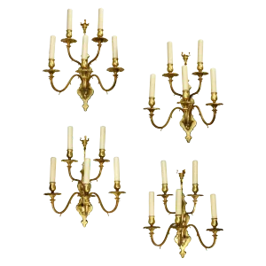 Set of Four Caldwell and Company Gilt Bronze Wall Sconces