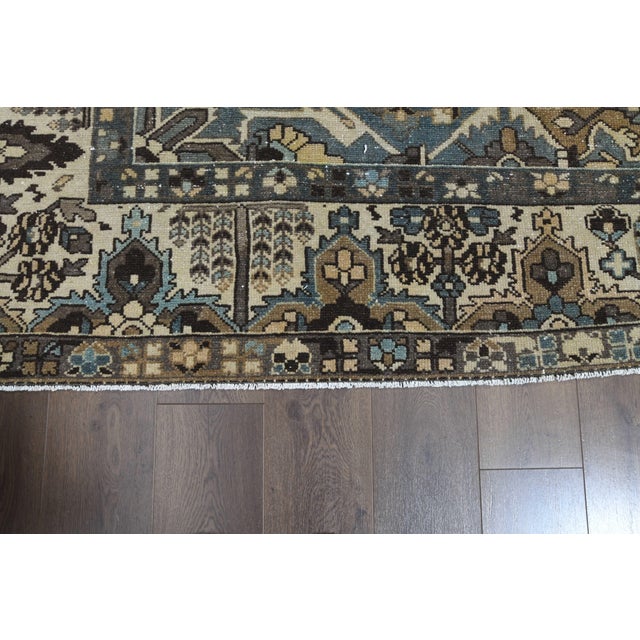 1970s Vintage Persian Handmade Wool Cotton Brown Area Rug For Sale - Image 10 of 11