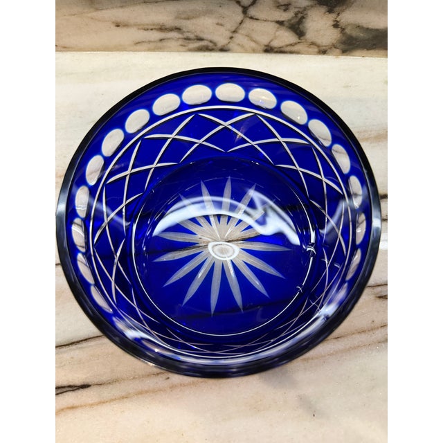 1960 Bohemia Cut Glass Blue Box For Sale - Image 4 of 8