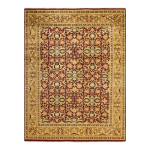 Vintage Moroccan Hand Knotted Wool Area Rug, Burgundy - 7'10" X 10'1"
