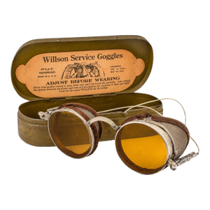 Antique Willson Service Goggles Style E With Original Metal Case, Amber Lenses, Patented 1915–1918