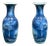 Pair Deep Blue Dragon Koi Fish Graphic Tall Porcelain Art Vases For Sale