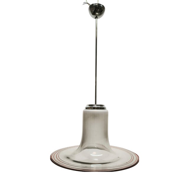 Murano Suspension with Red Stripes, 1970s For Sale