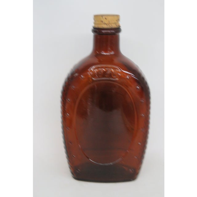 Cabin Log Cabin Syrup Bottle 1776 Bicentennial 1976 Amber Glass Flask With Cap 4693b For Sale - Image 3 of 14