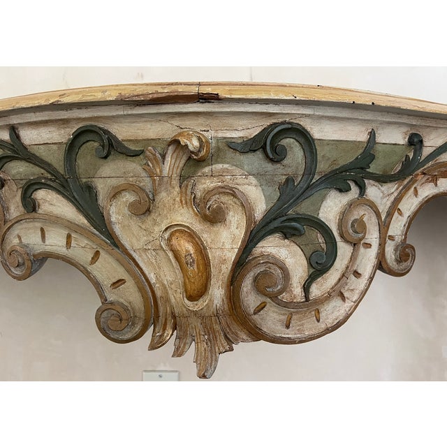 19th Century Rococo Style Italian Console Table Marble Top For Sale In San Francisco - Image 6 of 18