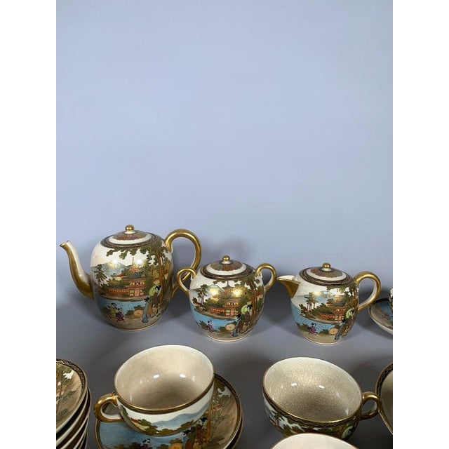 19th Century Satsuma earthenware tea service, Meiji period - Set of 36 For Sale - Image 9 of 12