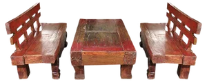 Set of Vintage Table and Benches, 1960s