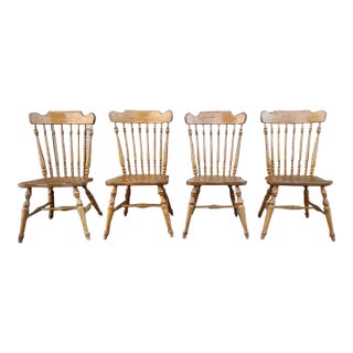 Late 20th Century Ethan Allen Spindle Back Windsor Dining Side Chairs. Set of 4 For Sale