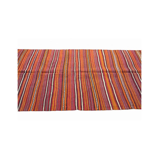 Vintage Decorative Striped Kilim Rug - 4`3" X 11`6" For Sale In Los Angeles - Image 6 of 6
