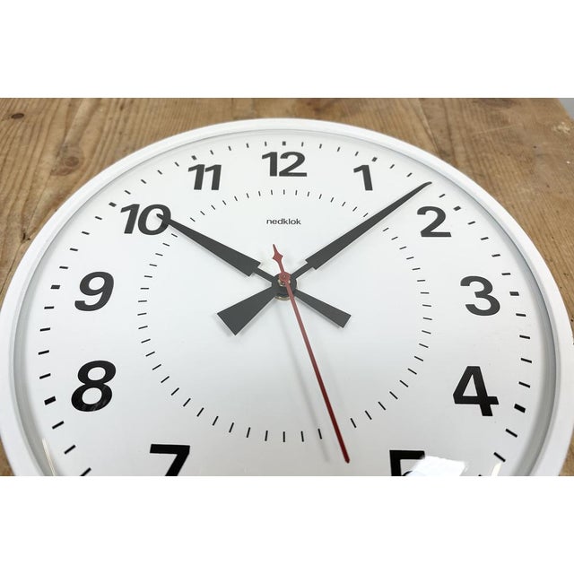 Vintage White Electric Station Wall Clock from Nedklok, 1970s For Sale - Image 14 of 18