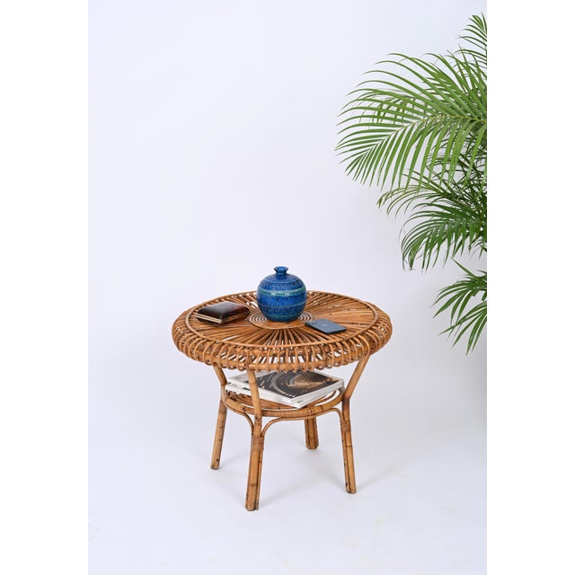 Mid-Century Italian Round Coffee Table in Rattan and Bamboo, Italy, 1960s For Sale - Image 13 of 16