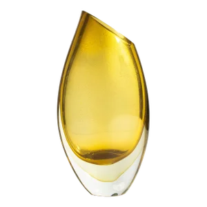 Hand Blown Murano Vase in Amber With 24-Karat Gold Flecks Large