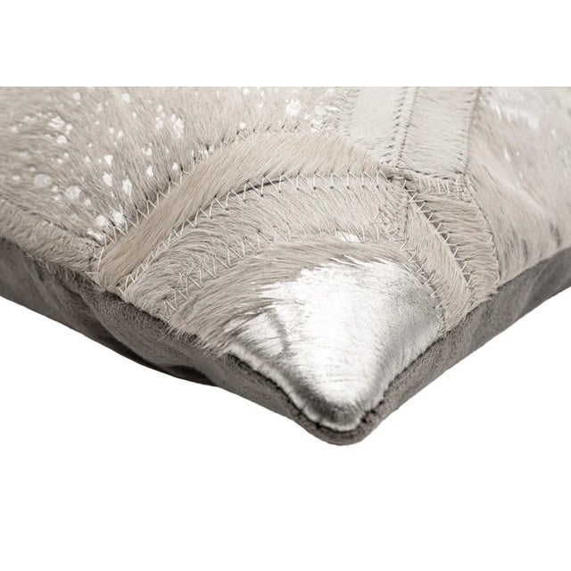 Canvello Genuine Cowhide Leather Decorative Throw Pillow With Feather Down Insert Included For Sale - Image 4 of 7