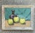 Chartreuse Vintage Boho Original Apples Still Life Oil on Board For Sale - Image 8 of 9