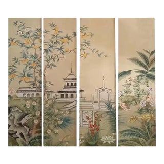 Chinoiserie Murals Hand Painted Wallpapers For Sale