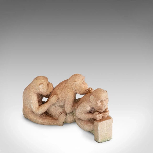 Early 21st Century Stone Sculpture of Sitting Macaques For Sale - Image 6 of 12