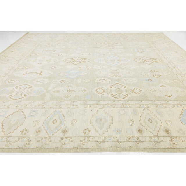Contemporary Transitional Oushak Style Area Rug - Neutral Pastel Turkish Design For Sale - Image 4 of 11