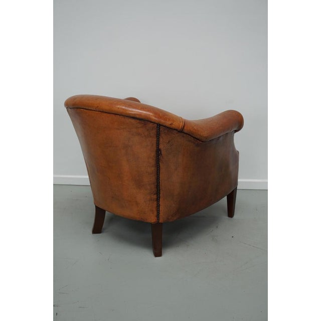 Vintage Dutch Cognac Colored Leather Club Chair For Sale - Image 5 of 16