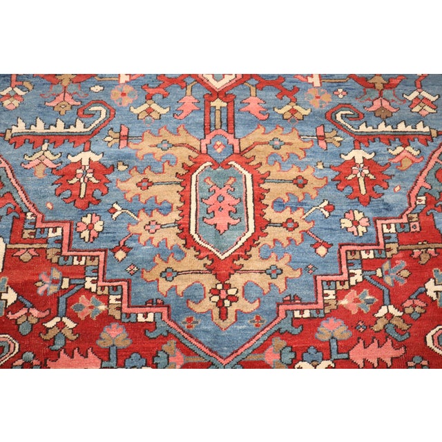 a colorful 1920s geometric Antique Persian Room size Heriz Rug Details rug no. j4564 size 9'2" x 13'